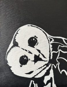 A owl that is silent but has so much to say. Acrylic on Canvas .75” Deep , 16x20”